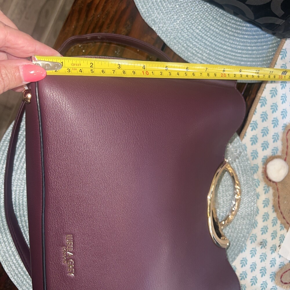 Luella Grey London Hand/ Shoulder Bag Burgundy Gold Metal Handles NWOT (60top) - Picture 10 of 11